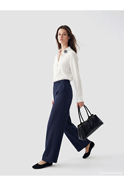 LC Waikiki Peak New Season Elastic Waist Wide Leg Women's Trousers