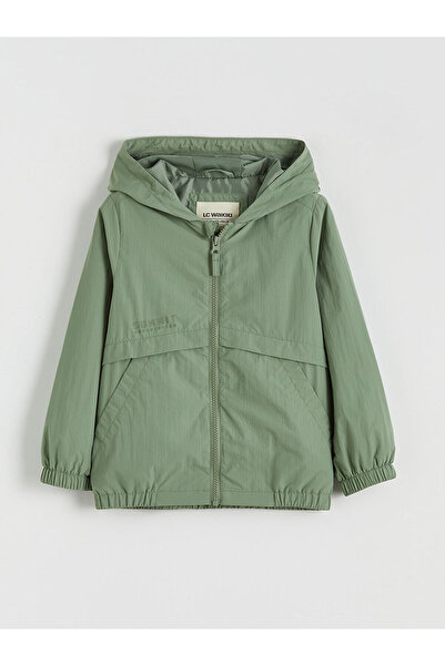 LC Waikiki Meral Collection Green Hooded Boy's Raincoat