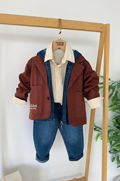 Minigimin Cicileri Set de 4 piese pentru băieți cu vestă și jachetă din denim...