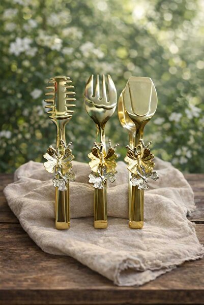 HOMEDEFNE Luxury Butterfly Steel Serving Tongs Set