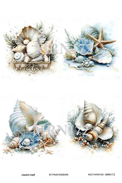 LİNEART MRN172 İstiridye Desenli 29*42 cm Pirinç Dekopaj