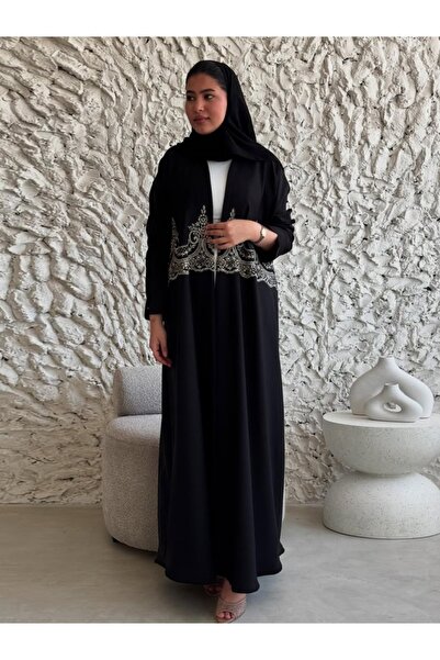 Noon Noora Long-sleeved Appliqué Embroidered Cardigan Robe Abaya
