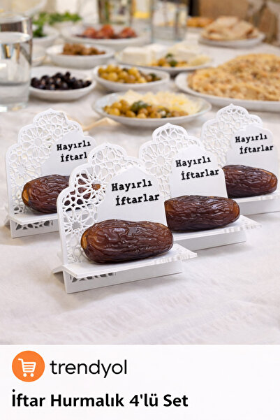 Plasfire Hayırlı Ramazanlar Hurmalık - 4’lü Set Hurma Sunum Seti, Hurma Standı