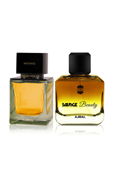 Ajmal مجموعة هدايا بيورلي أورينت: بخور عطر 75 مل و سافاج بيوتي - مزيج عطري جريء