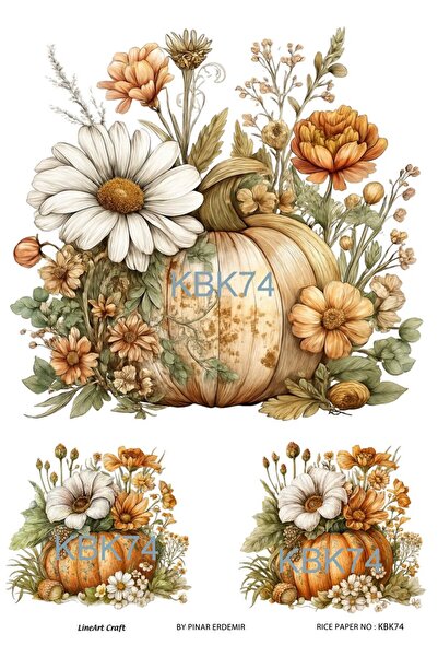 LİNEART KBK74 Çiçek, Kabak Desenli 29*42 cm Pirinç Dekopaj