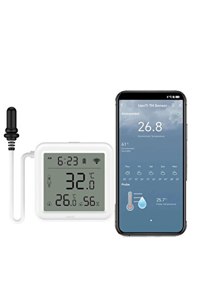 UanTii Smart Temperature Humidity Sensor with 1m External Probe Tuya Wifi The...