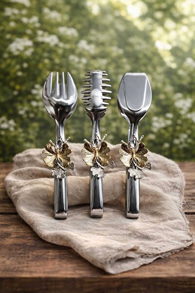 HOMEDEFNE Luxury Butterfly Steel Serving Tongs Set
