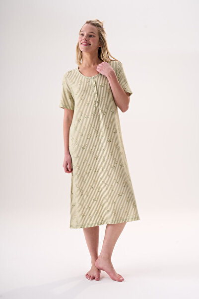 Etoile فستان نسائي صيفي بأكمام قصيرة من الخيزران يصل إلى أسفل الركبة 26216