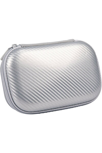 Zipit Carbon Storage Box Pencil Case with Interior Pocket - Silver