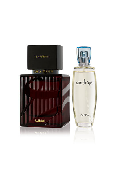 Ajmal مجموعة هدايا بيورلي أورينت: عطر الزعفران (75 مل) وقطرات المطر - ثنائي ع...