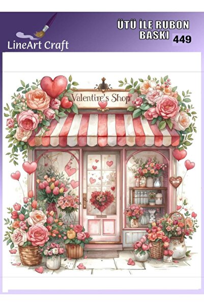 LİNEART Rt 449 Valentine's Day Concept Fabric Transfer, Wood Transfer, Rub on...