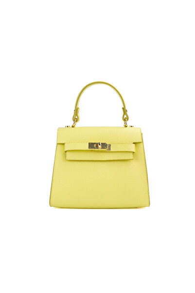 Posete Fagaras Thea Leather Purse - ΚΙΤΡΙΝΗ, Casual τσάντα από γνήσιο δέρμα, ...