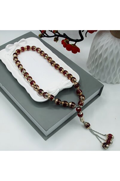 Choice مسبحة حمراء 12 مم، 33 حبة، مسبحة صلاة إسلامية للجنسين، خرزات، كلمات، م...