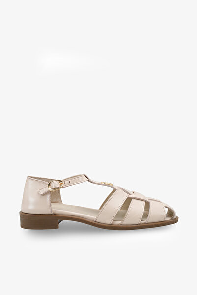 İNNABUTİKK Layla Women's Genuine Leather Sandals - Beige