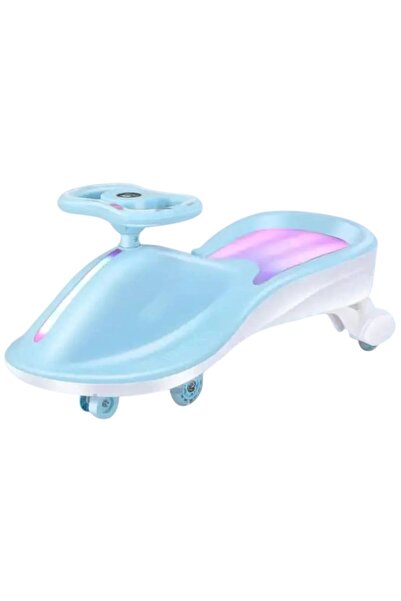 Leno سيارة ركوب بلاستيكية دوارة للأطفال - تصميم أنيق وعصري - أزرق فاتح