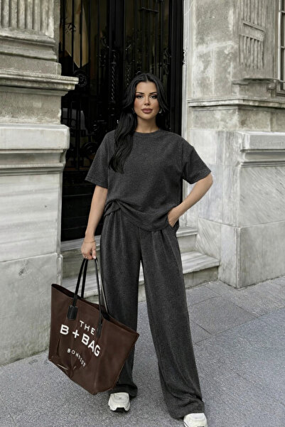 YAKAMEL Women's Modal Short Sleeve High Waist Wide Leg Suit