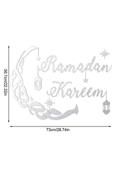 Choice Silver Ramadan Ramadan Kareem Acrylic Mirror Wall Sticker 2025 Eid Mub...