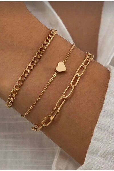 Girift Vintage مجموعة ياوب من 3 أساور على شكل قلب