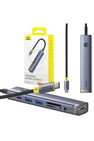 Baseus Hub 7w1 UltraJoy USB-C la HDMI +2xUSB3.0+PD+SD/TF+3.5mm (gri)