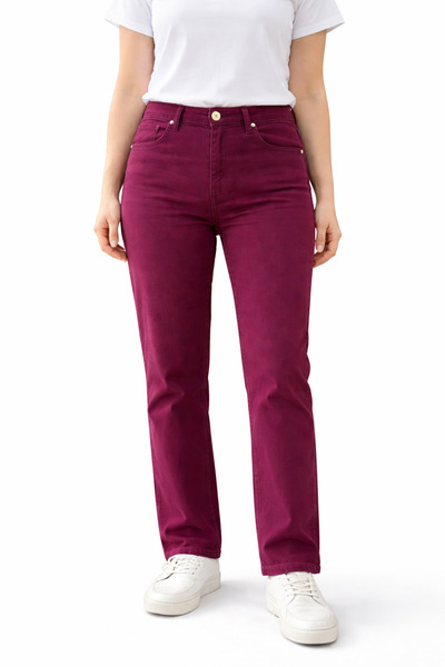 connemara Жіночі бордові штани вільного крою з високою талією