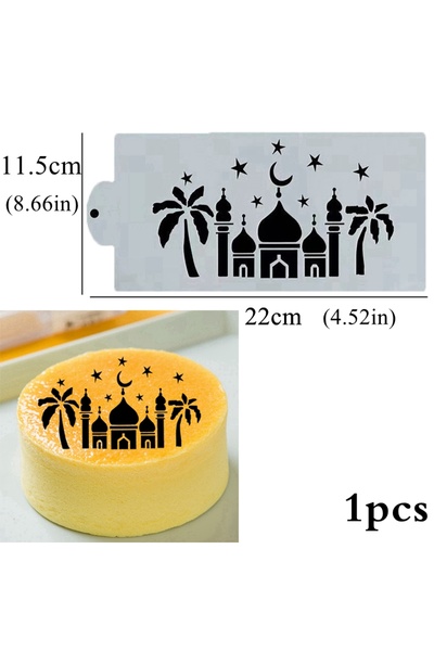 Choice 1pcs Spray Eid Mubarak Moon Spray Stencils Cofffee Cake Topper Decor R...