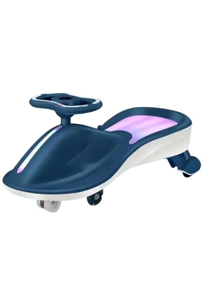 Leno سيارة ركوب بلاستيكية دوارة للأطفال - تصميم أنيق وعصري - أزرق