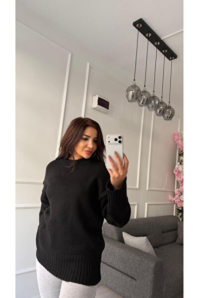 Daves Black High-Neck Soft Textured Sweater