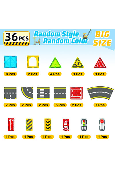 Choice 36PCS 26/36/58PCS Magnetic Road Construction Set Toys For 3+ Kids Boys...