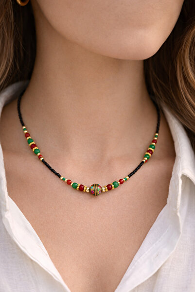 doublemax Nepal Doğal Taş Kolye