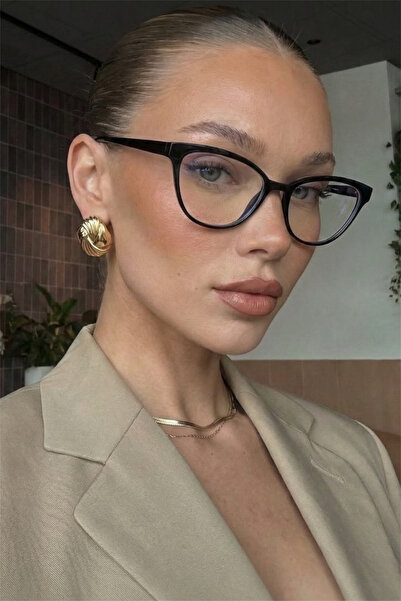 Chunky Frame Melone Cat Eye Optical Compatible Ultra Light Black Frame Women'...