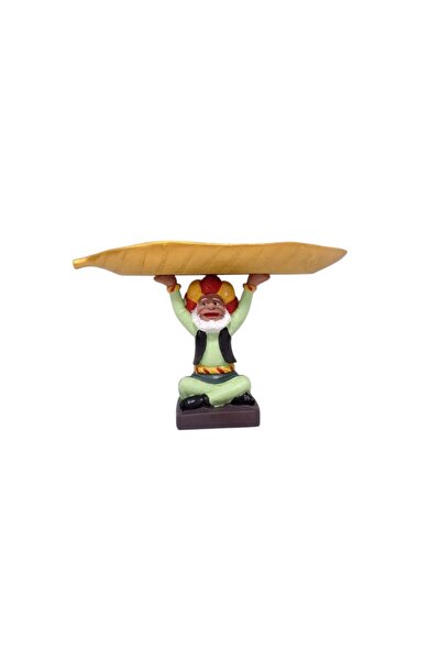 B&D Polyresin Decorative Figurine, Sitting Man Holding Tray, 24.5 x 9 x 16 cm