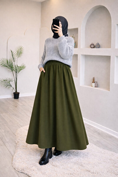 Nirva Butik Tesettür Haki Etek