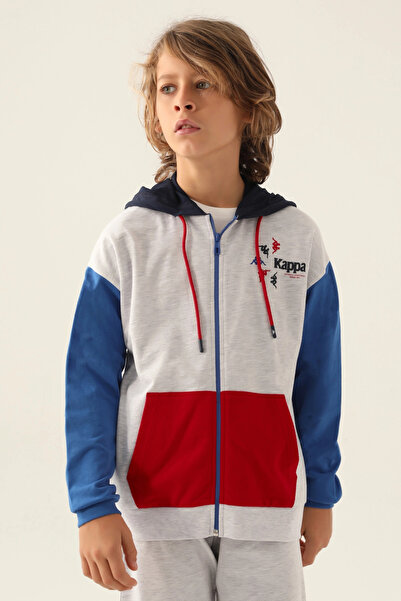 Kappa Αυθεντικό μπλουζάκι με φερμουάρ για αγόρια Clayton, γκρι κανονική εφαρμογή