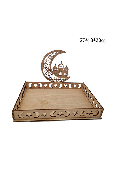 Choice Type G 1pc Wooden Eid Mubarak Moon Star Tray for Ramadan Kareem Food H...