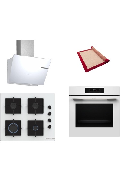 Bosch Beyaz 3 lü Ankastre Set (HJG852YW0T-POP6C2P31O-DWK66PJ20T) 3D Fry - Piş...