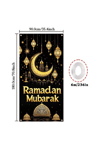 Choice 90x180cm Eid Mubarak Decoration 2026 Hanging Flag Ramadan For Home Doo...
