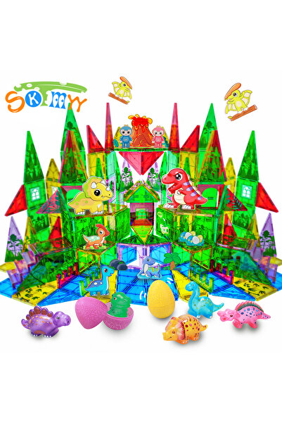 Choice 61pcs Magnetic Tiles Dinosaur Forest Theme Magnetic Tiles 61pcs Dinosa...