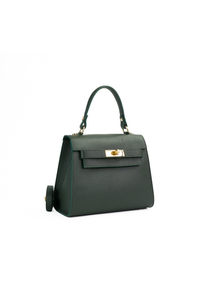 Posete Fagaras Poseta Piele Thea - VERDE, Geanta Casual din Piele Naturala, G...