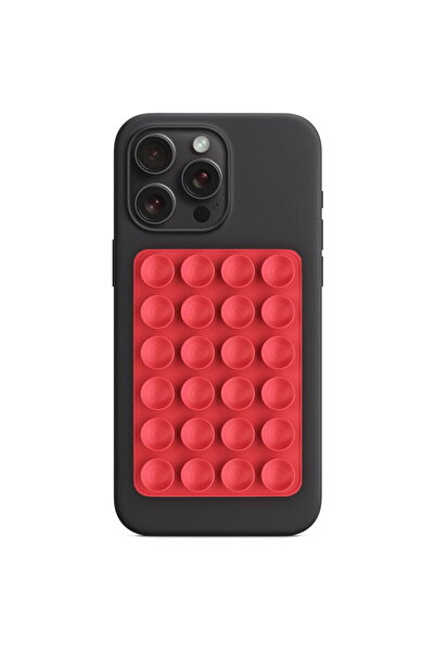 Techsuit Suction Cup Phone Holder, Rectangular - (SR-PAD) - Red