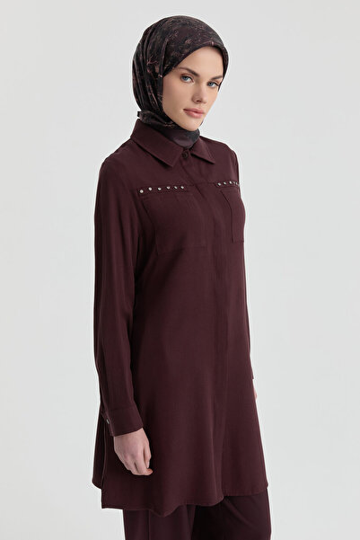 Tuğba Süs Cepli Tunik - Bordo