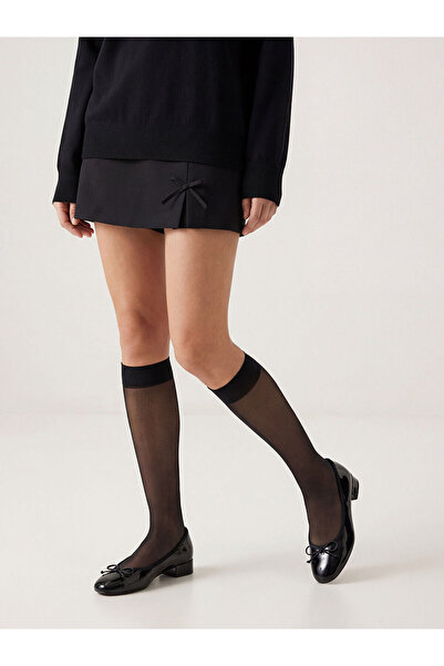 LC Waikiki Two Mt Shop Quality Lcw Dream Black Plain 3-Pack Women's Knee Socks