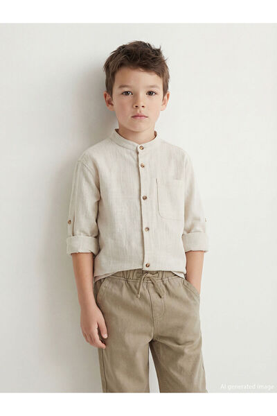 LC Waikiki Meral Collection Gray Hakim Collar Boys' Shirt