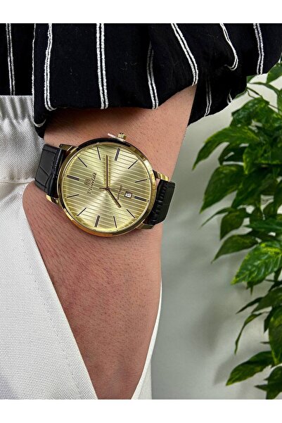 Arvens Vintage Dial Black Men's Wristwatch Stainless Steel Case Leather Band ...