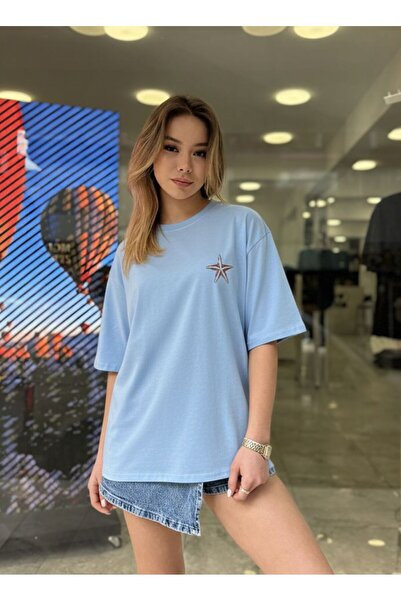 moda paketi Women's Back-Printed Oversize T-Shirt - Sea-Themed