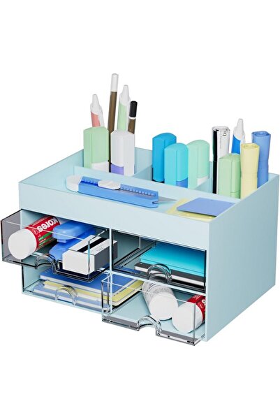 Skran Organizator multifunctional cu 4 sertare, albastru, 21X14X12 cm,