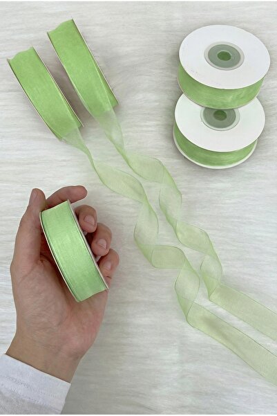 ZEYMERADE Органза Тюль Стрічка Фісташковий Зелений 2 см 22 м, Подарунковий па...