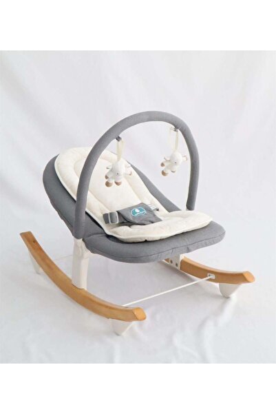 Generic جلاسات أطفال بقواعد خشبية قابلة للاهتزاز - أبيض ورمادي