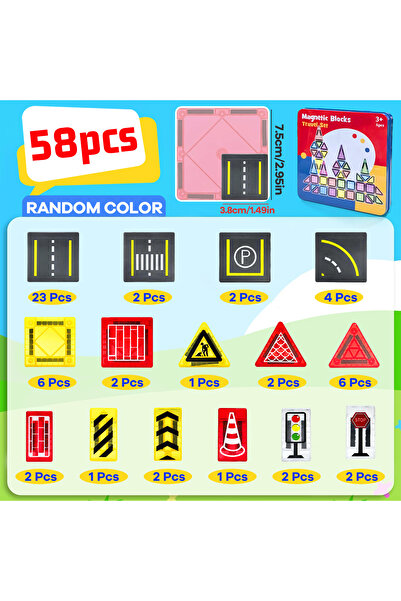 Choice 58PCS Magnetic Road Construction Set Toys For Kids Gift Magnetic Build...