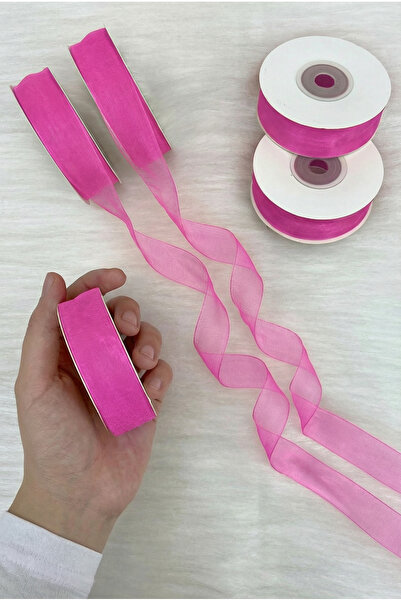 ZEYMERADE Panglică din tul organza, roz bombon, 2cm 22m, pentru mireasă, pach...