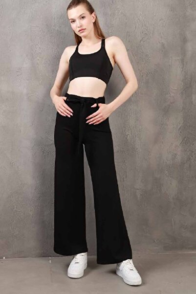 vynor atelier Γυναικείο παντελόνι Palazzo με ψηλή μέση και φαρδιά μπατζάκια